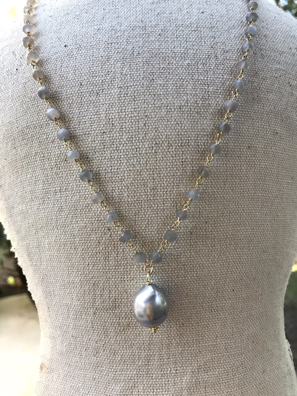 Labradorite and pearl necklace