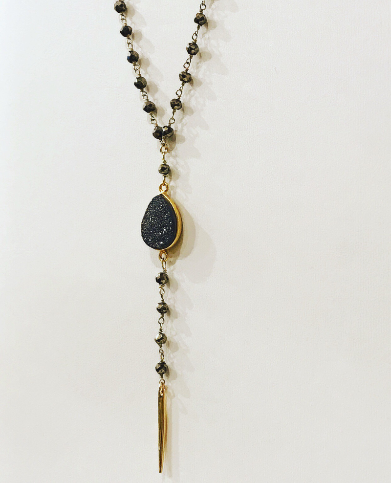Pyrite spike necklace
