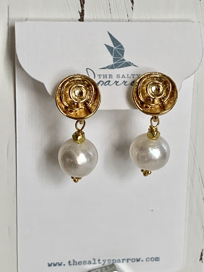 Rose post pearl earrings