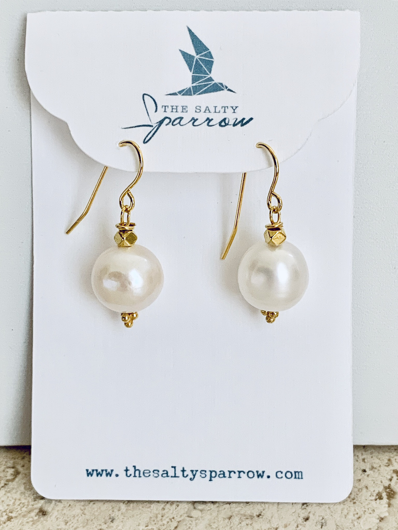White pearl drop earrings