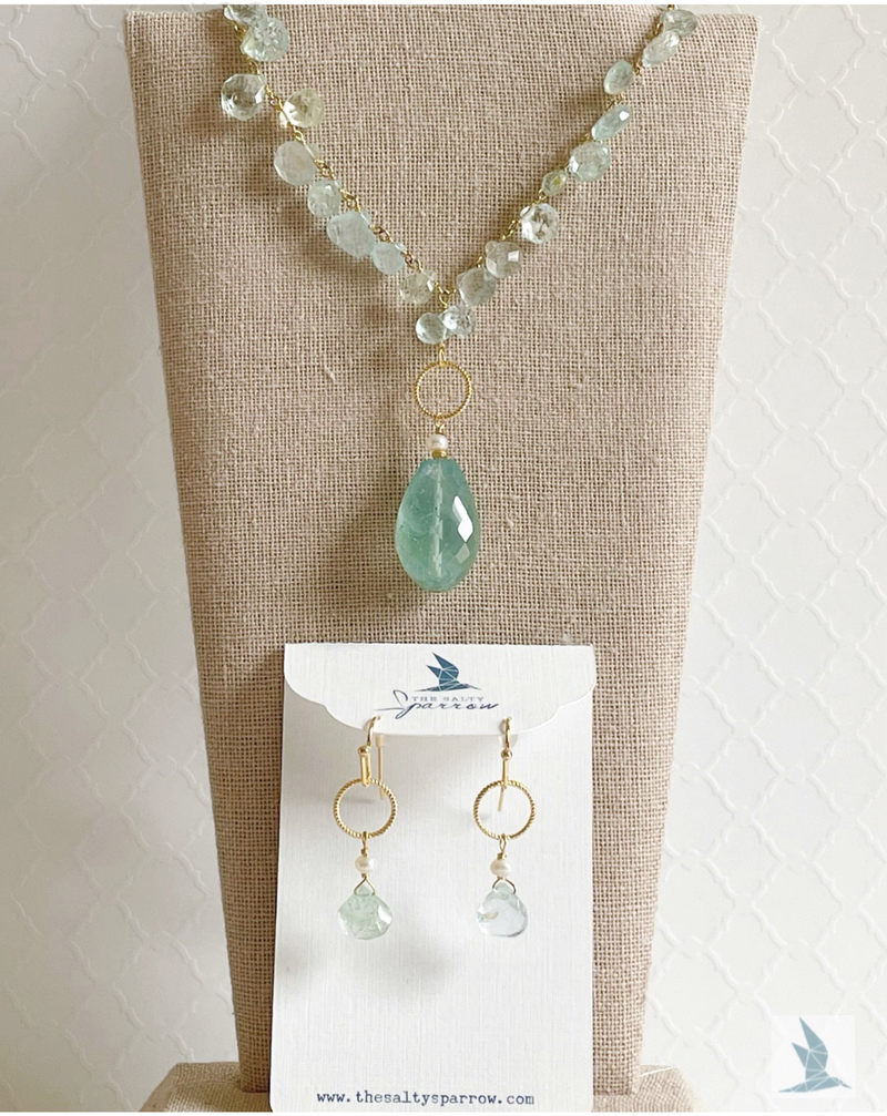 Aquamarine briolette jewelry set
