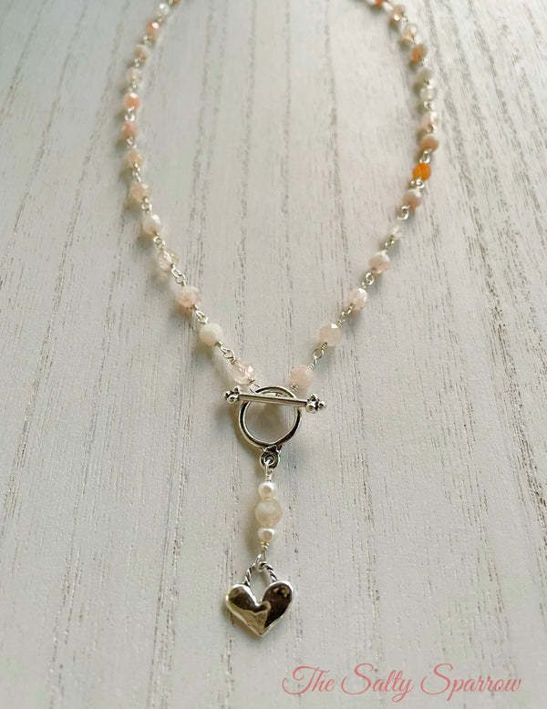 Strawberry quartz heart necklace