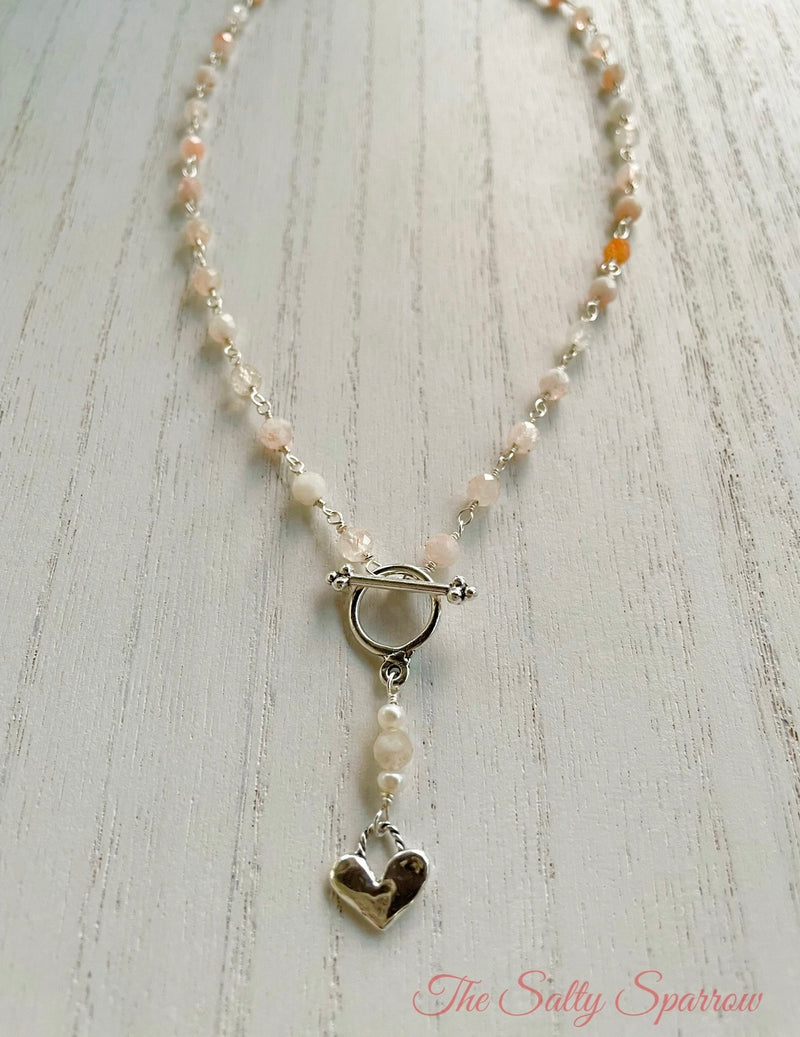 Strawberry quartz heart necklace