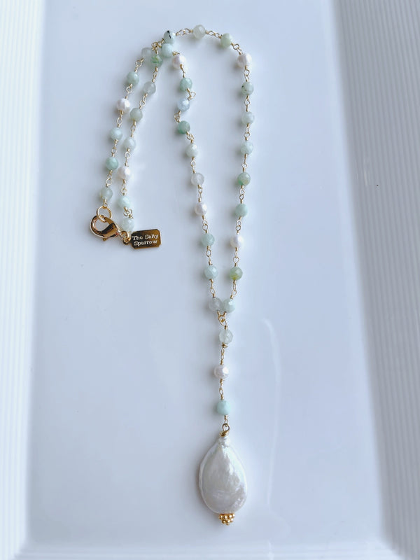 Amazonite and Paddle Pearl Pendant