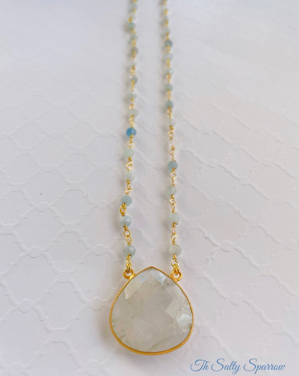 Aquamarine & moonstone short necklace