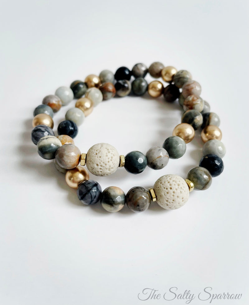 Smokey agate diffuser bracelets