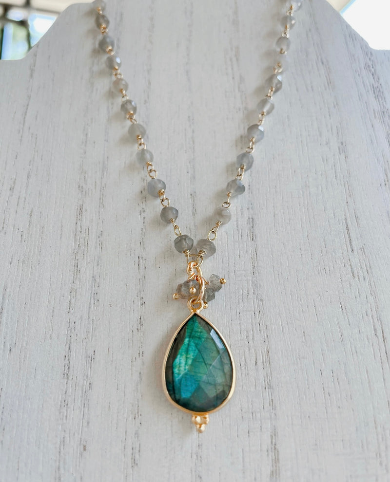 Multi labradorite pendant necklace