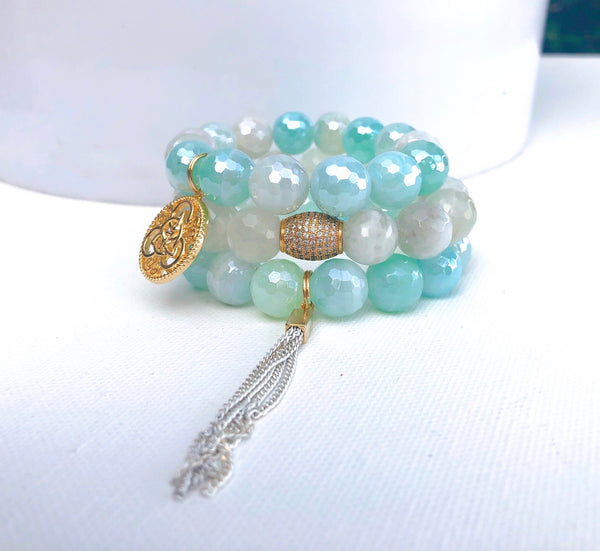 Clear Teal Waters Bracelet Set