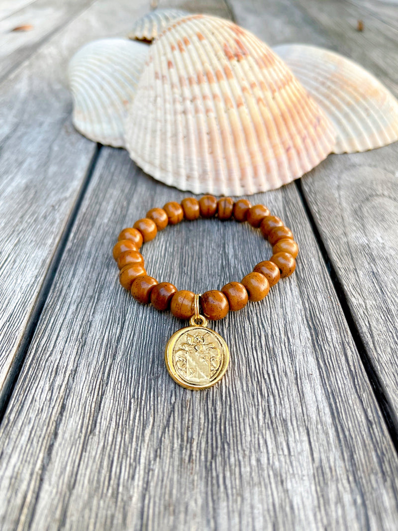 Bone Beads and Ancient Coin Charm