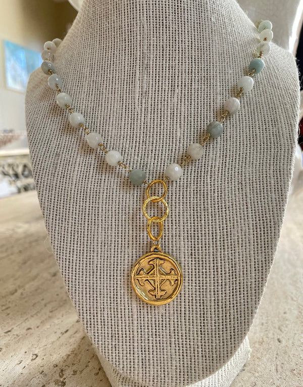 Aquamarine chain drop necklace