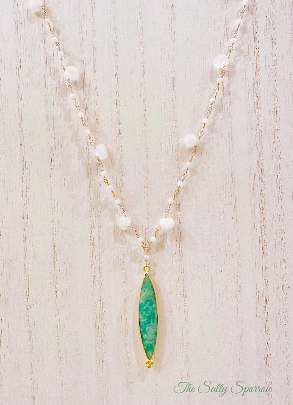 Moonstone briolette & Amazonite necklace