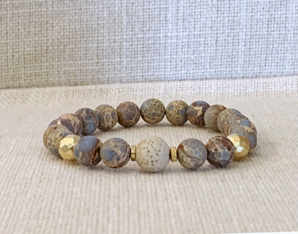 Matte Blue Sea Sediment Jasper Diffuser Bracelet