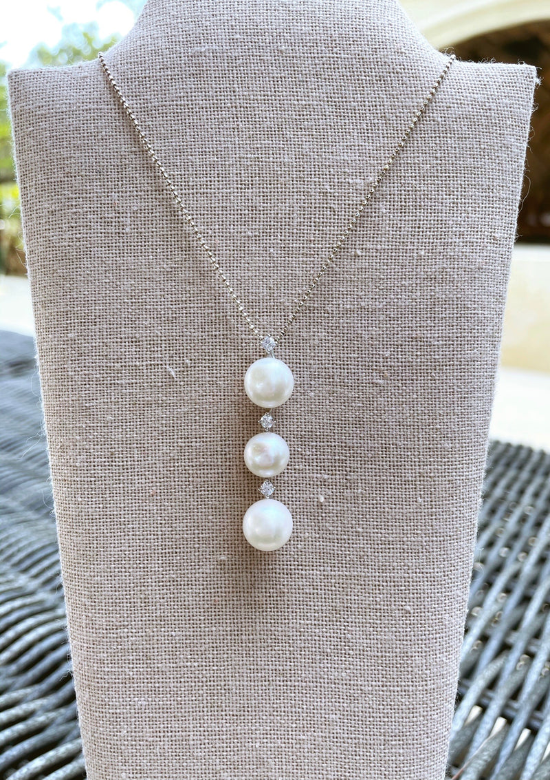 Triple pearl drop necklace
