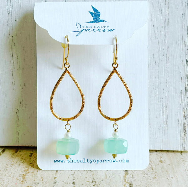 Chalcedony teardrop earrings