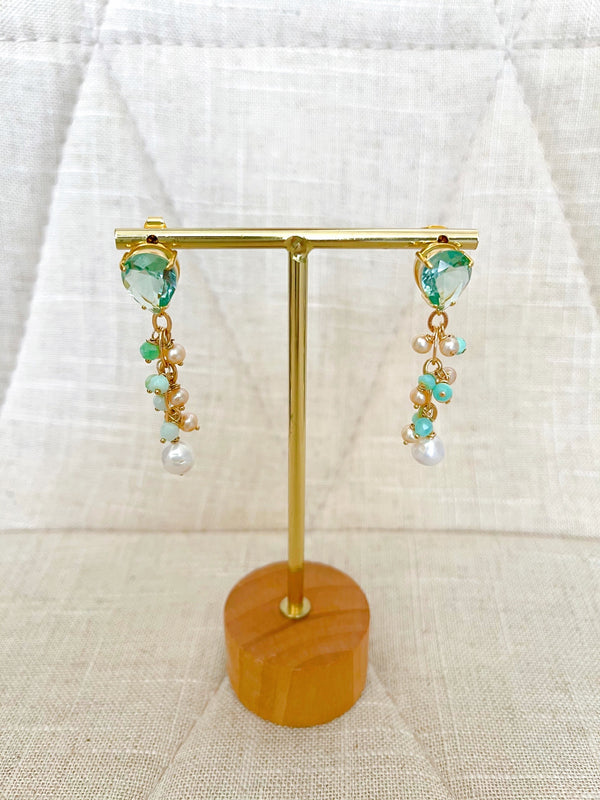 Peru Opal & Pearl Dangle Earrings