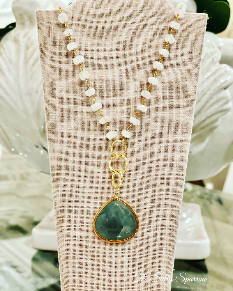 Moonstone & milky aquamarine necklace