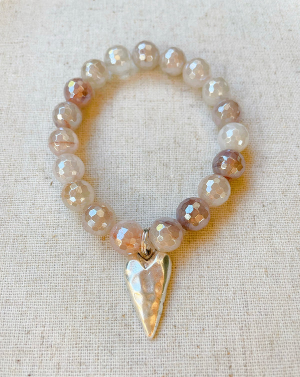 Mystic strawberry quartz with silver heart