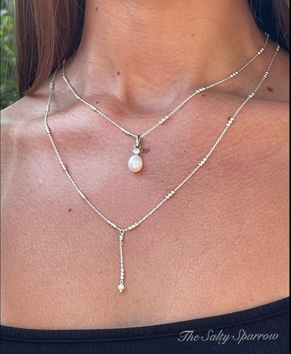 Sterling silver & pearl necklace pair