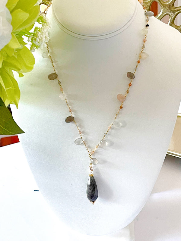 Dancing Moonstone Briolette Necklace