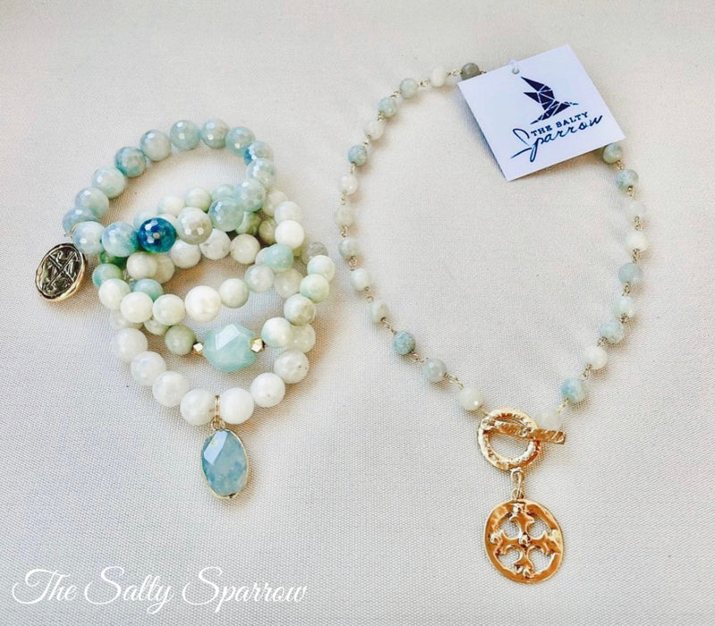 Aquamarine necklace and bracelet set