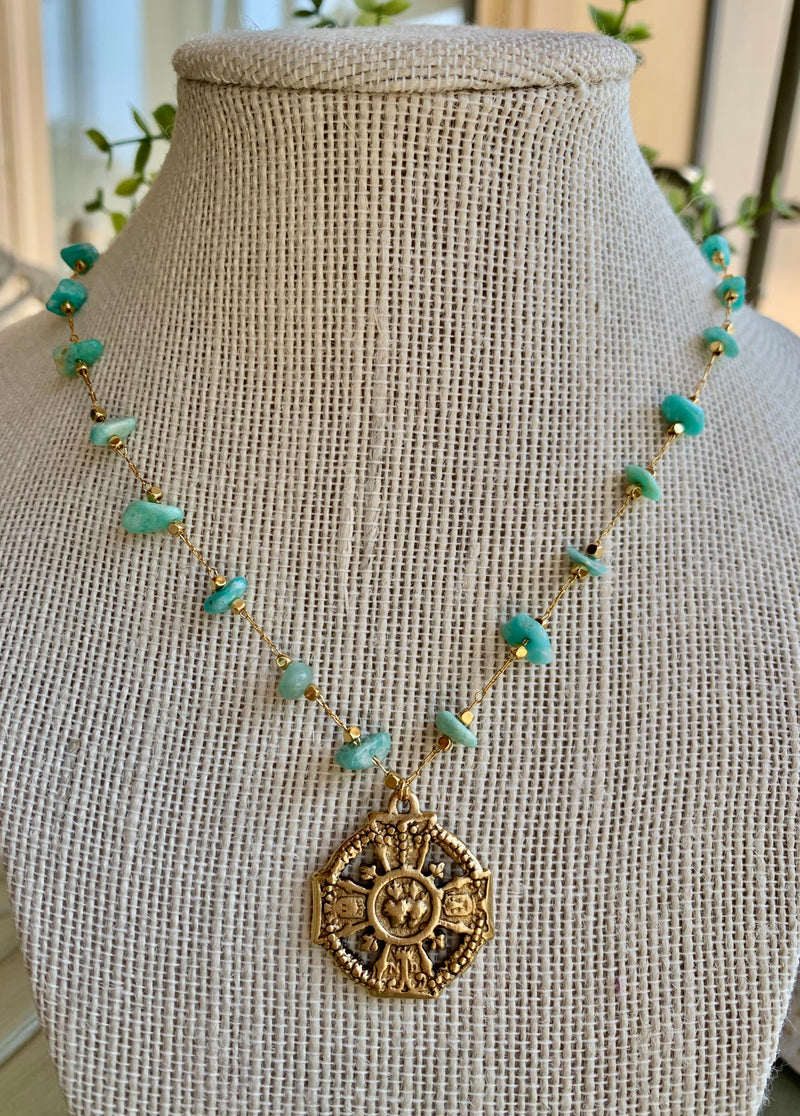 Russian Amazonite cross necklace