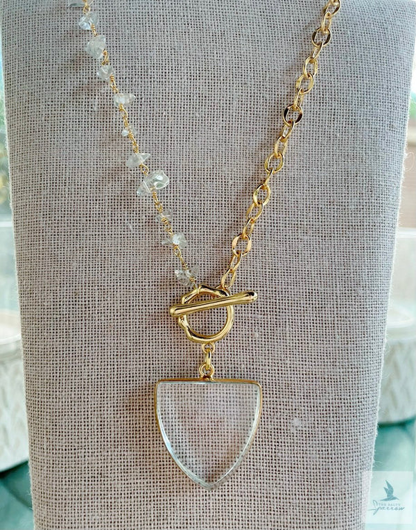 Quartz and chain toggle necklace