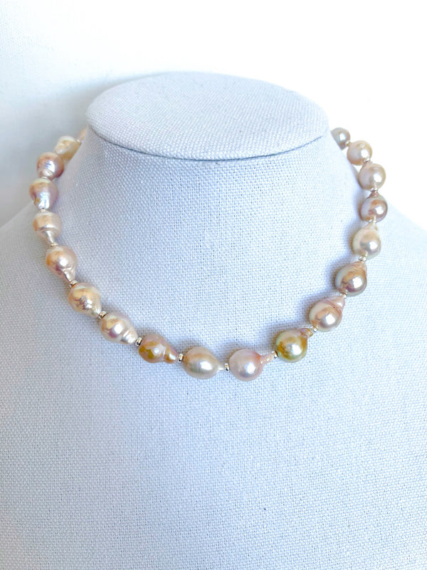 Mauve & Pink Baroque Pearl Necklace