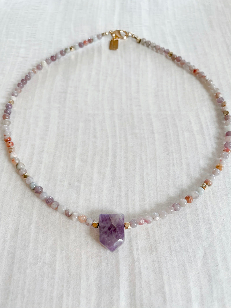 Violet amethyst chevron necklace