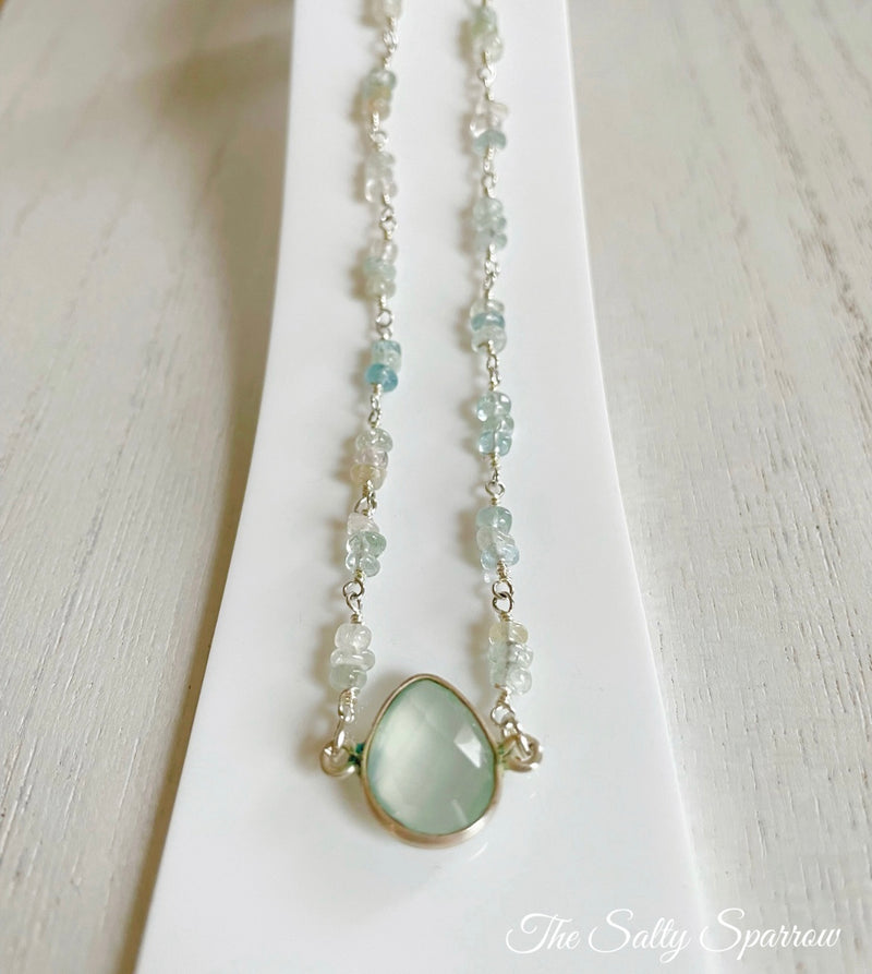 Multi aquamarine teardrop necklace