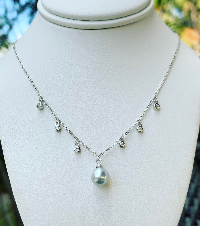 Sterling silver pearl drop necklace