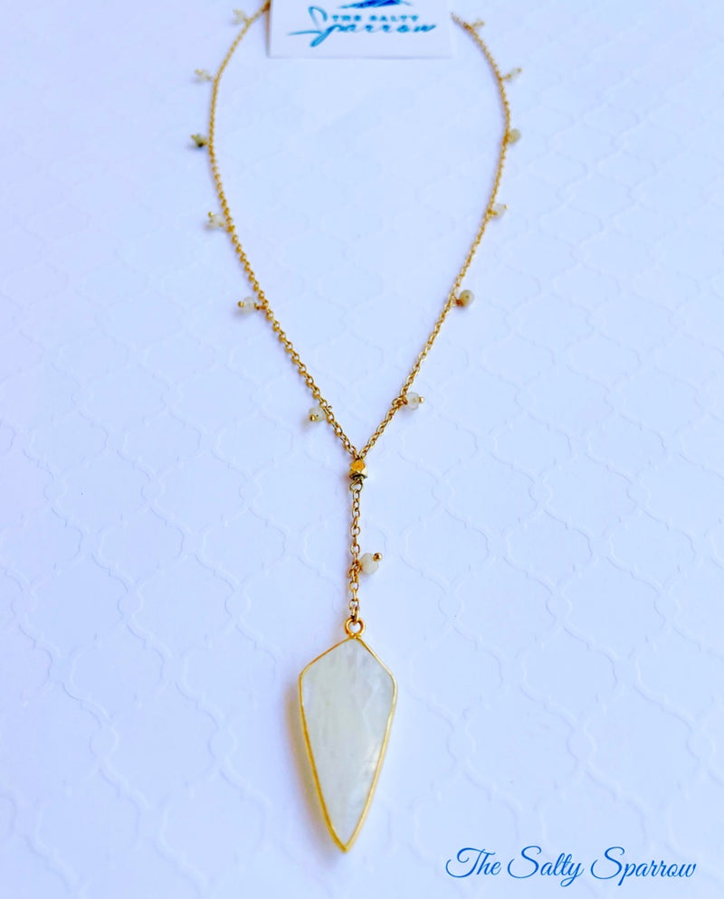 Moonstone dangle Y necklace